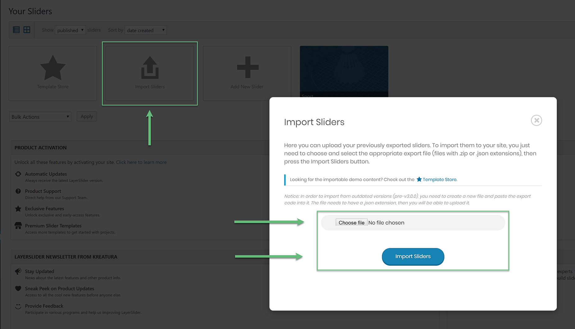 Importing Layer Sliders