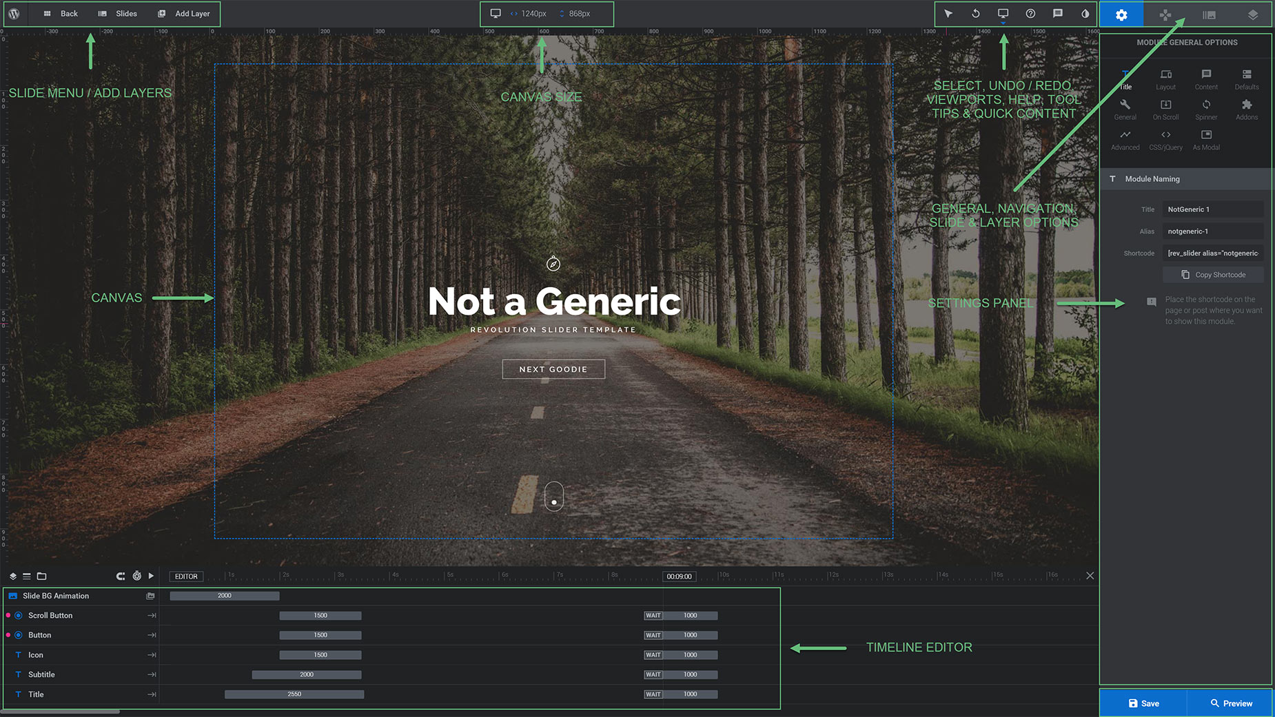 Slider Revolution Canvas and Options