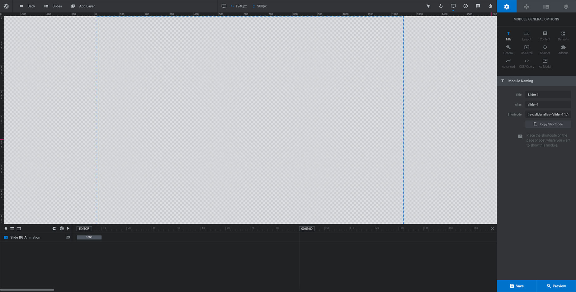 Slider Revolution Editor Screen