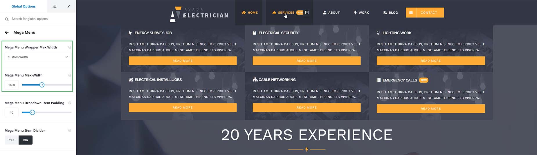 Mega Menu Wrapper Max Width - Custom Width