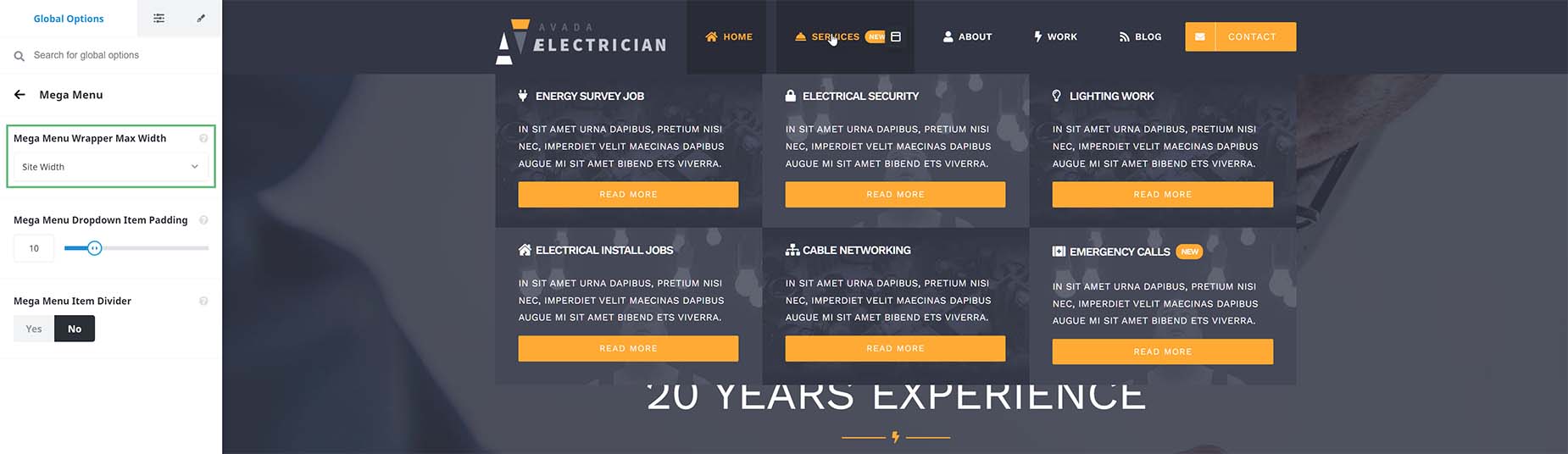 Mega Menu Wrapper Max Width - Site Width