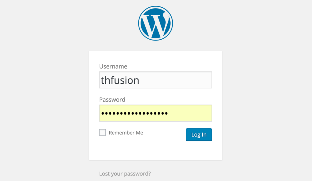 WordPress Login Screen