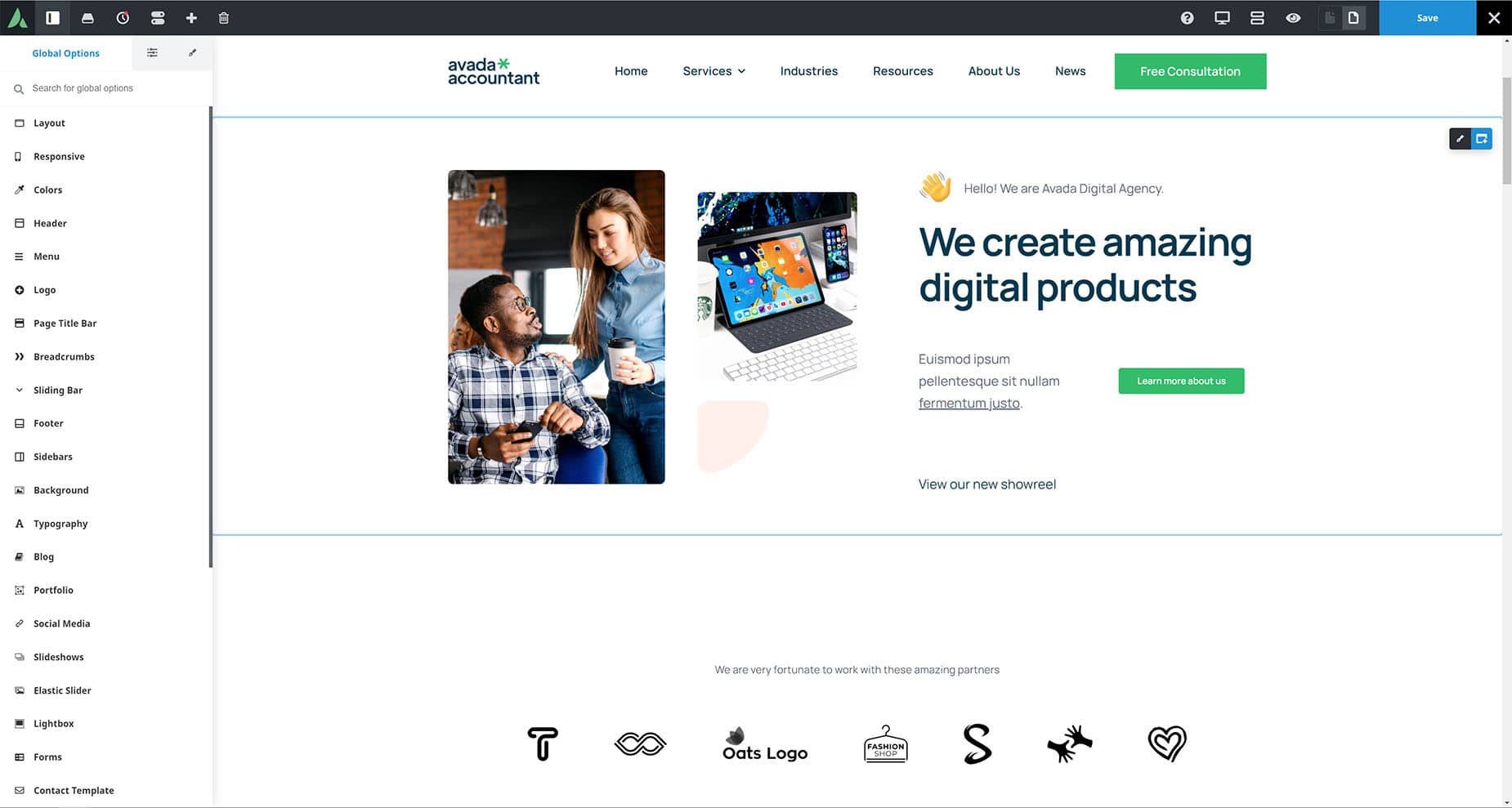 Avada Builder Library - Prebuilt Websites - Page Imported