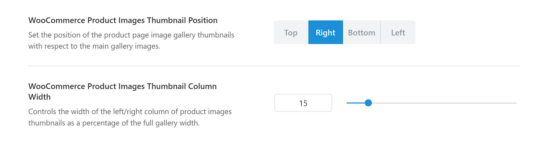 Product Images Thumbnails - Left or Right