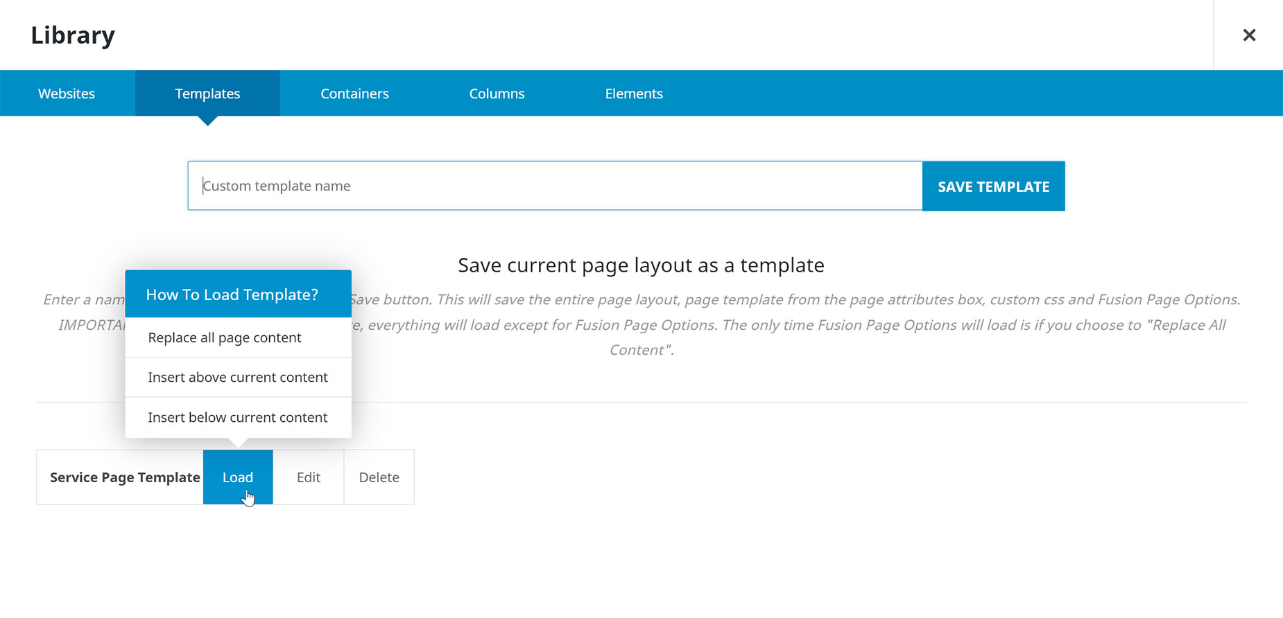 Loading Page Template from Library
