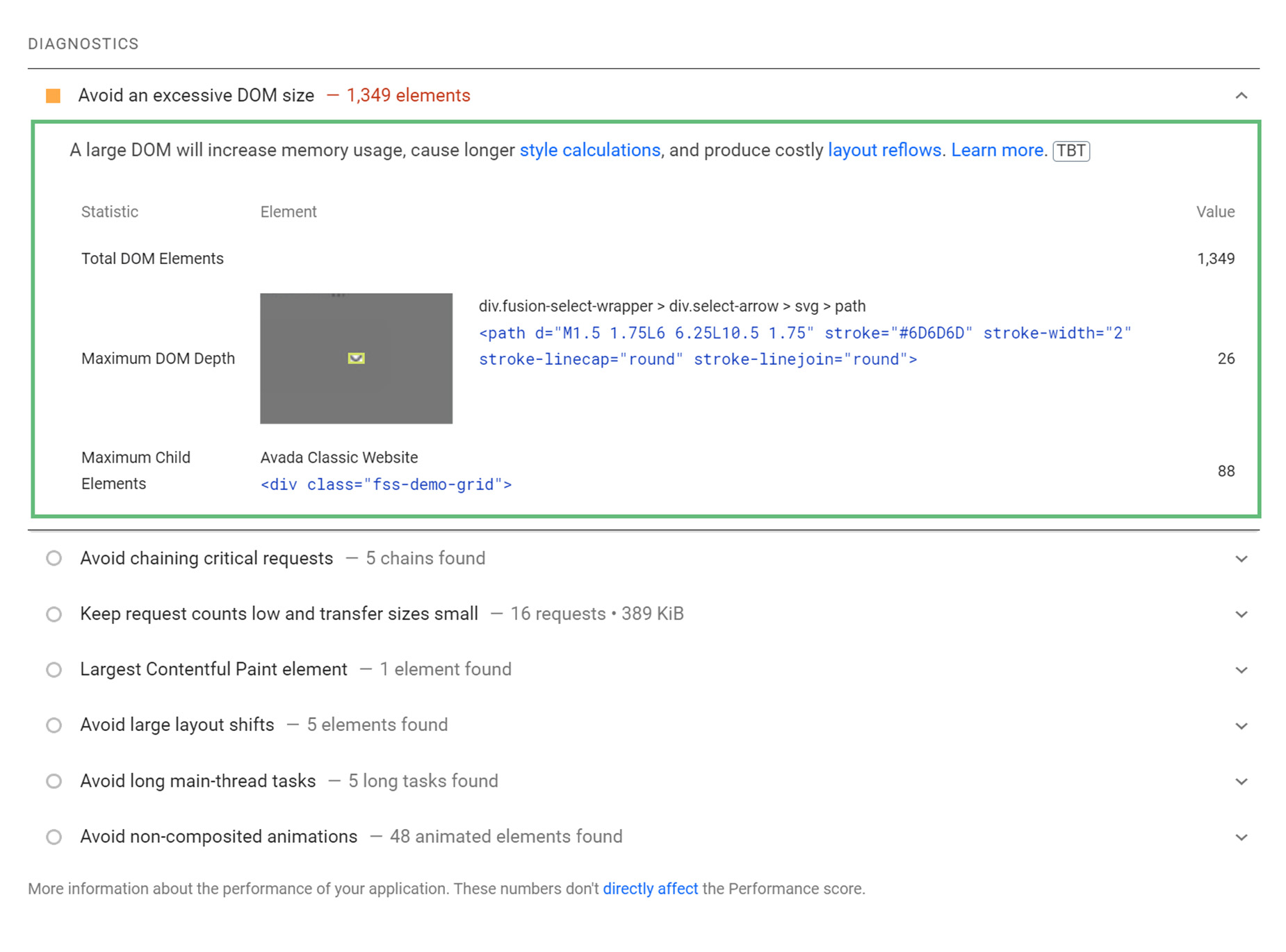 PageSpeed Insights - Diagnostics