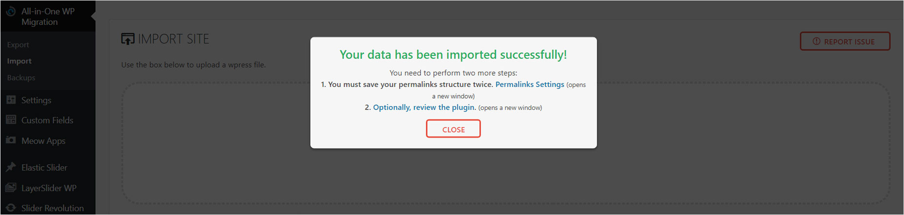 Alternate Demo Import Method - Success