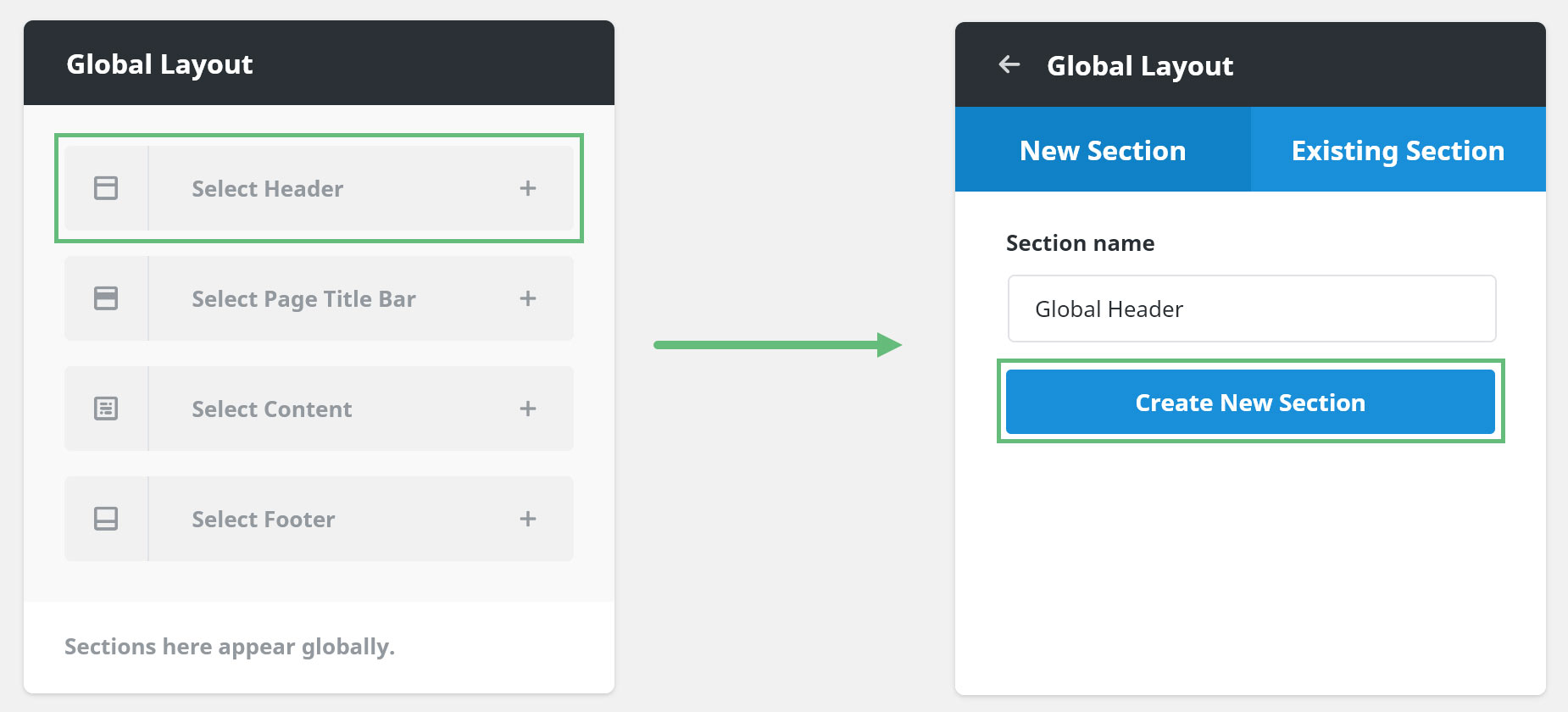 Add New Global Header Layout Section