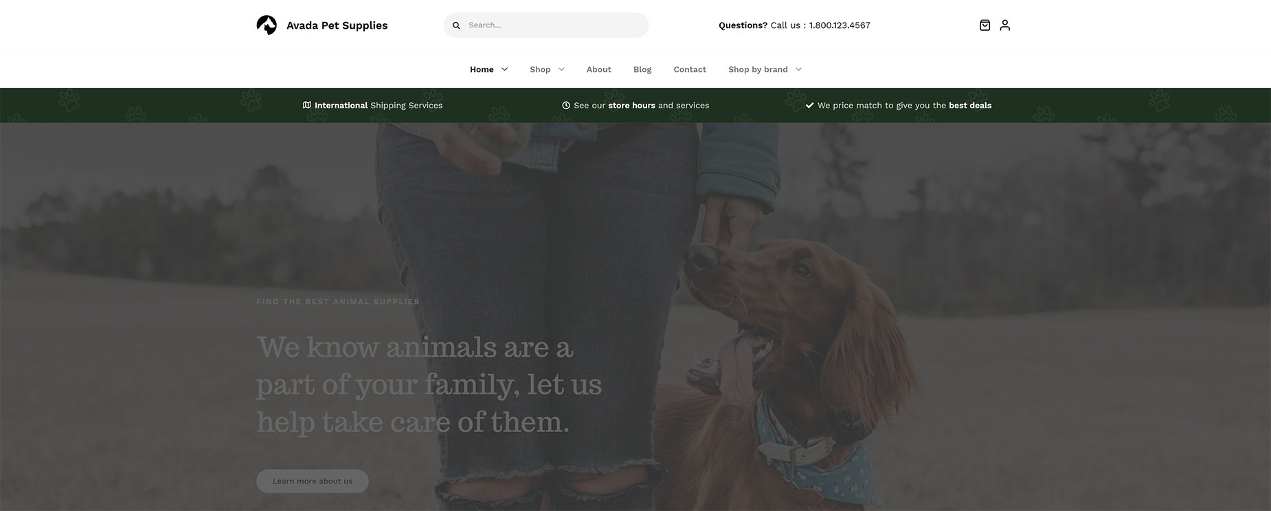 Pet Supplies Custom Header