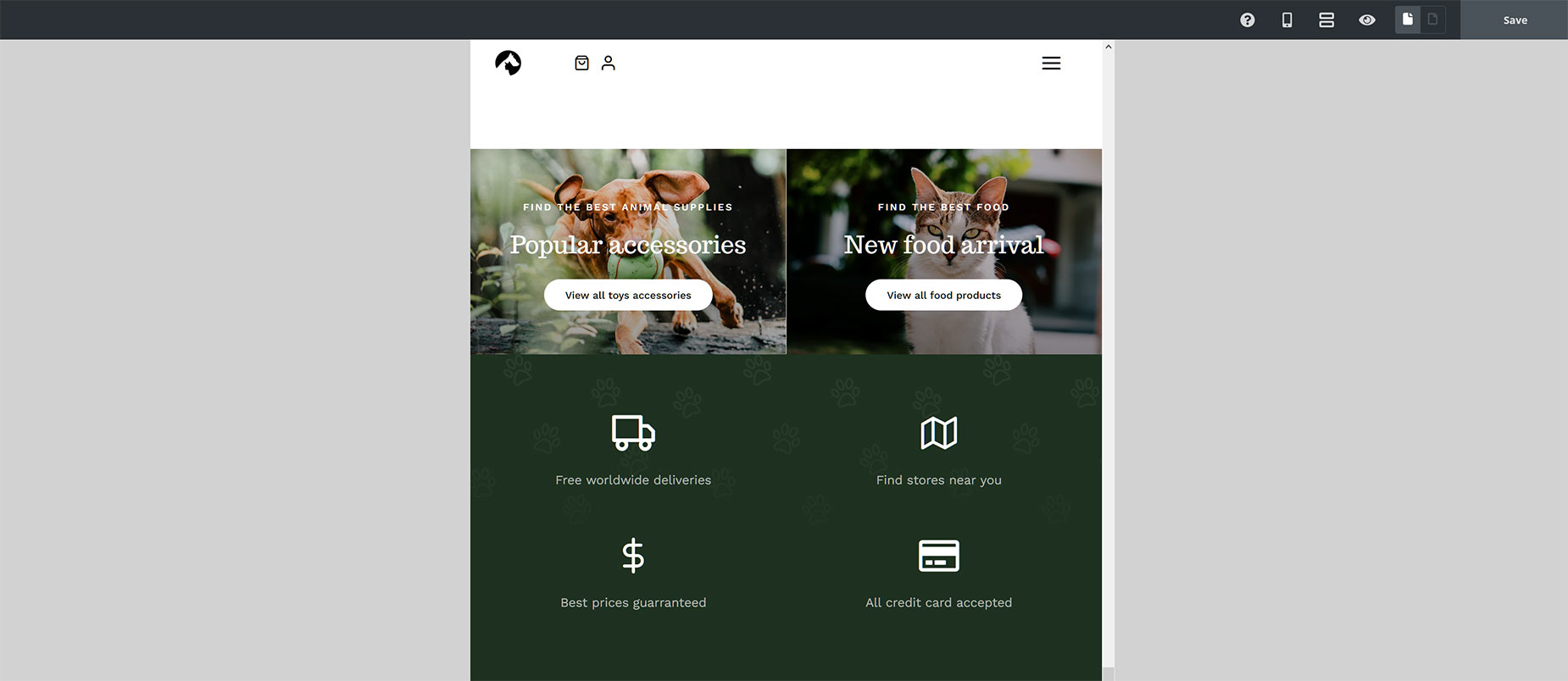 Column Size - Example 2 - Small Screen View