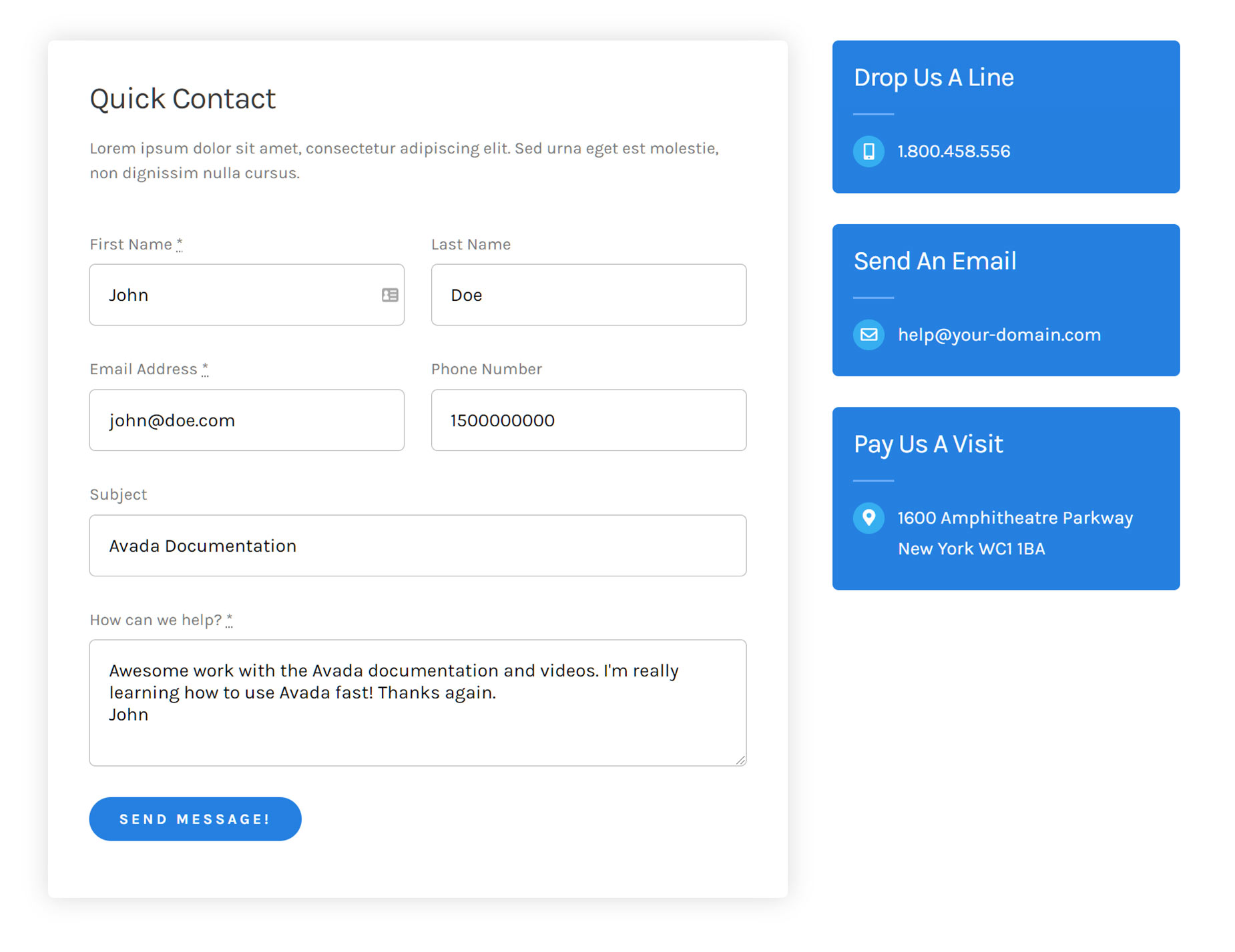 Contact Form - Filled Out