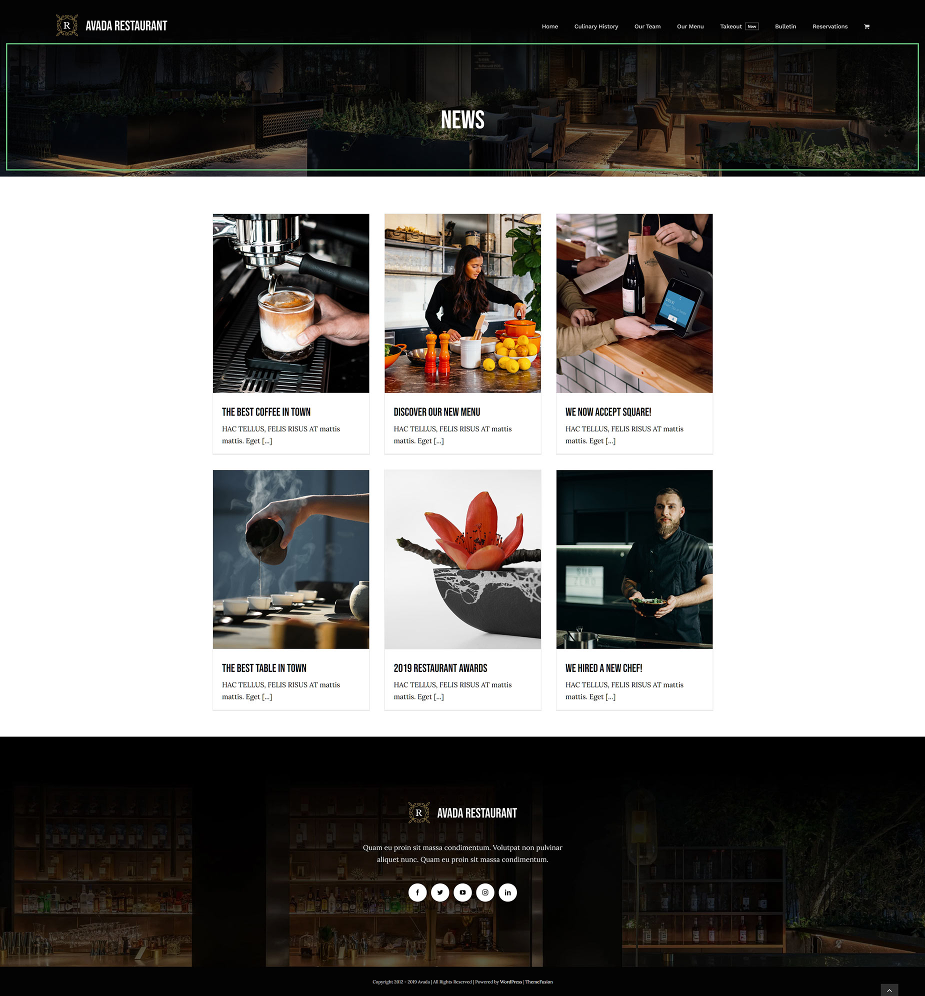 Restaurant cal Page Restaurant Blog Page