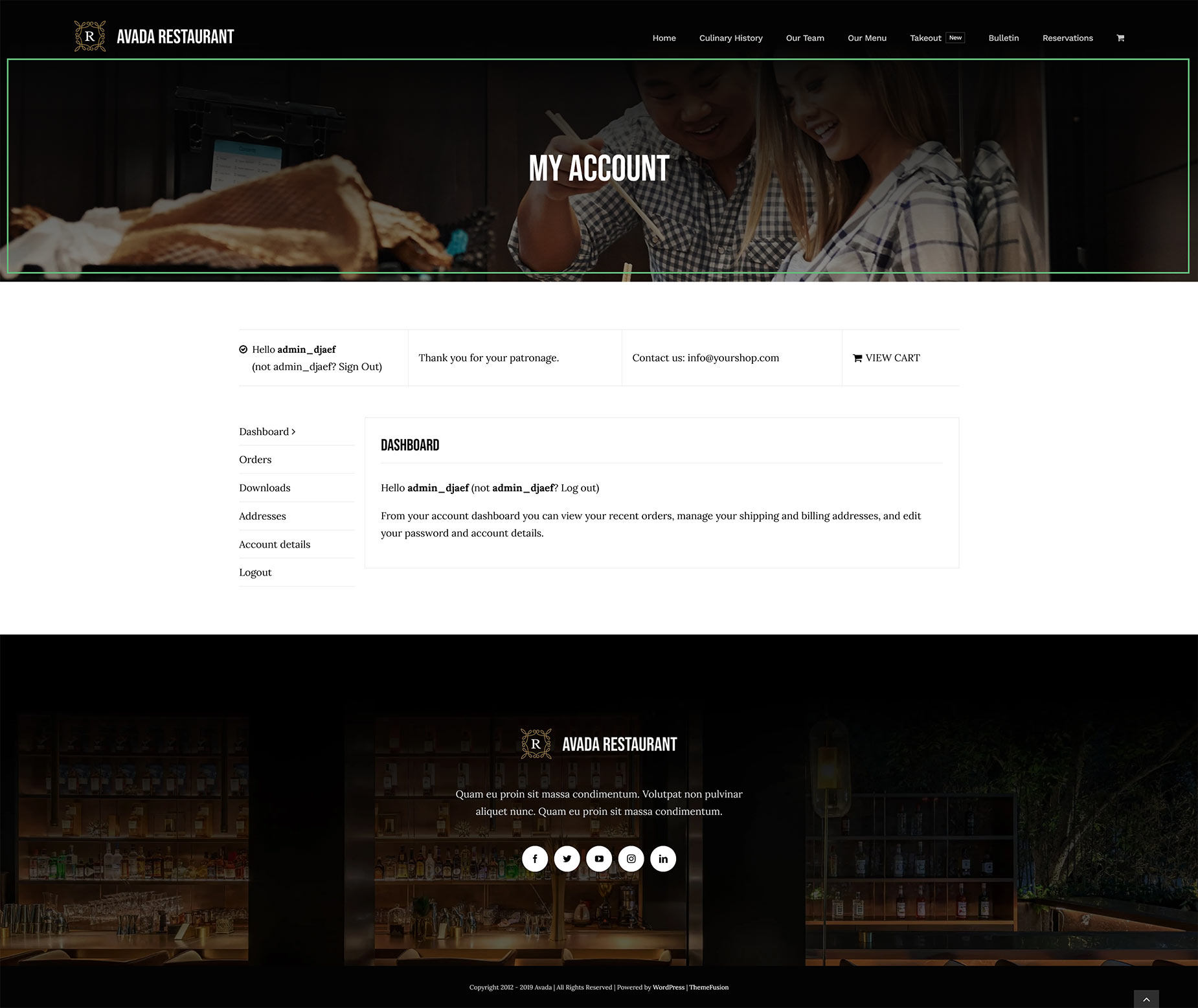 Restaurant My Account Restaurant My Account