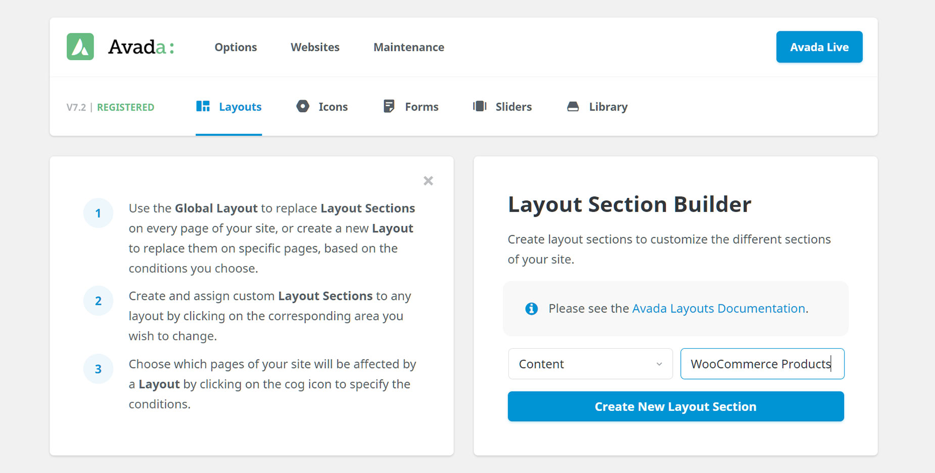 Layouts - Layout Section Builder