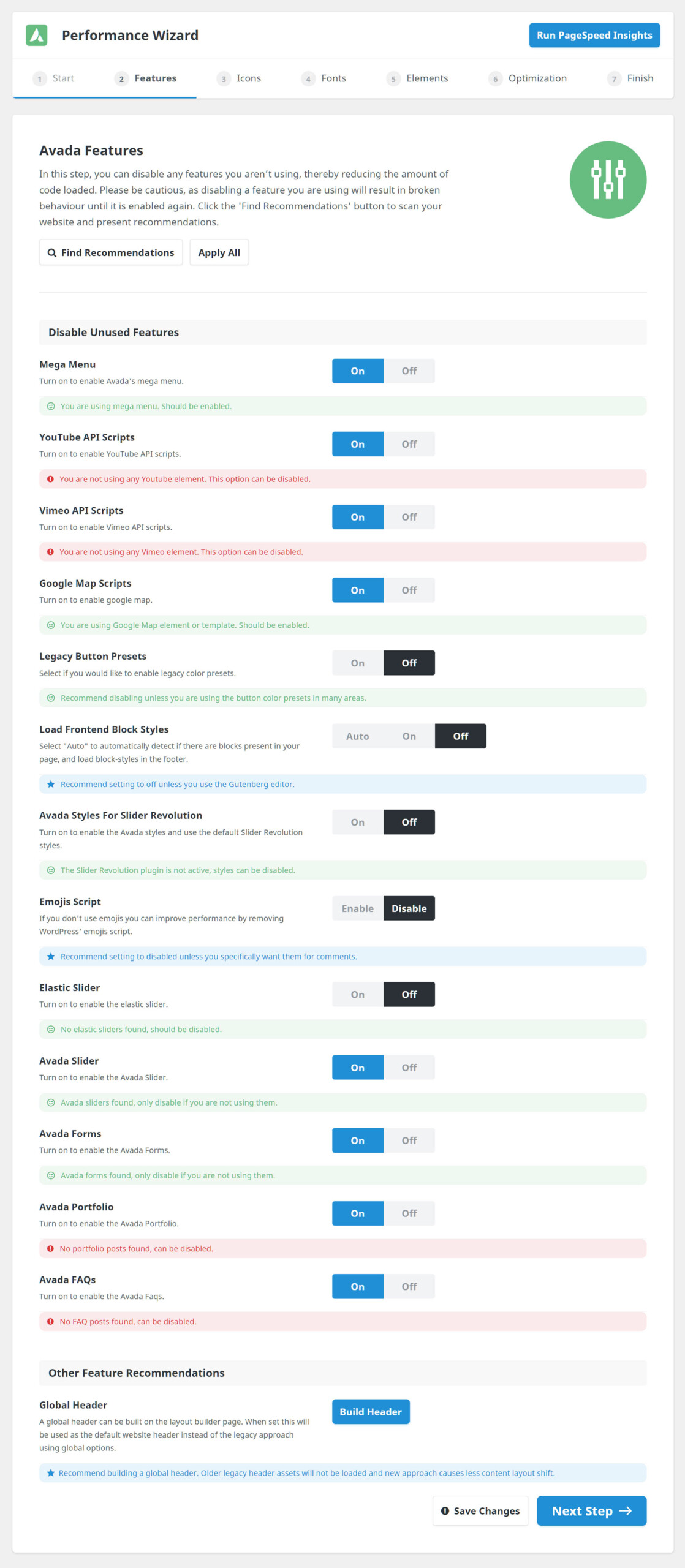 Performance Wizard - Step 2.1
