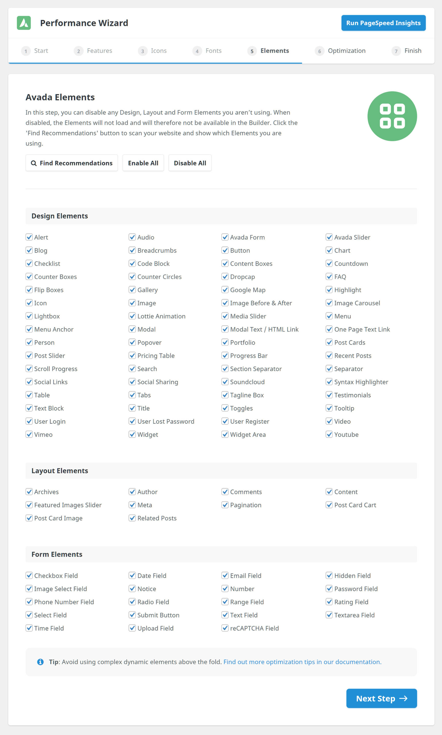 Performance Wizard - Step 5