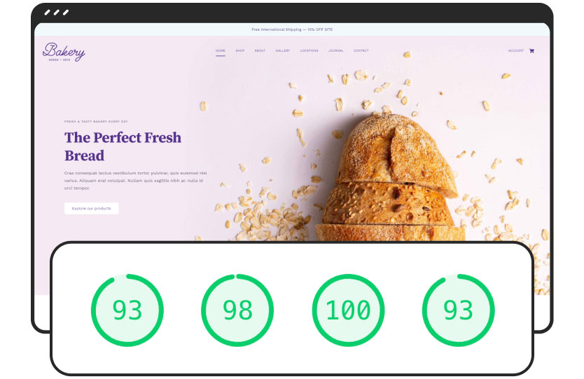 Avada Speed Performance Illustration on a prebuilt website