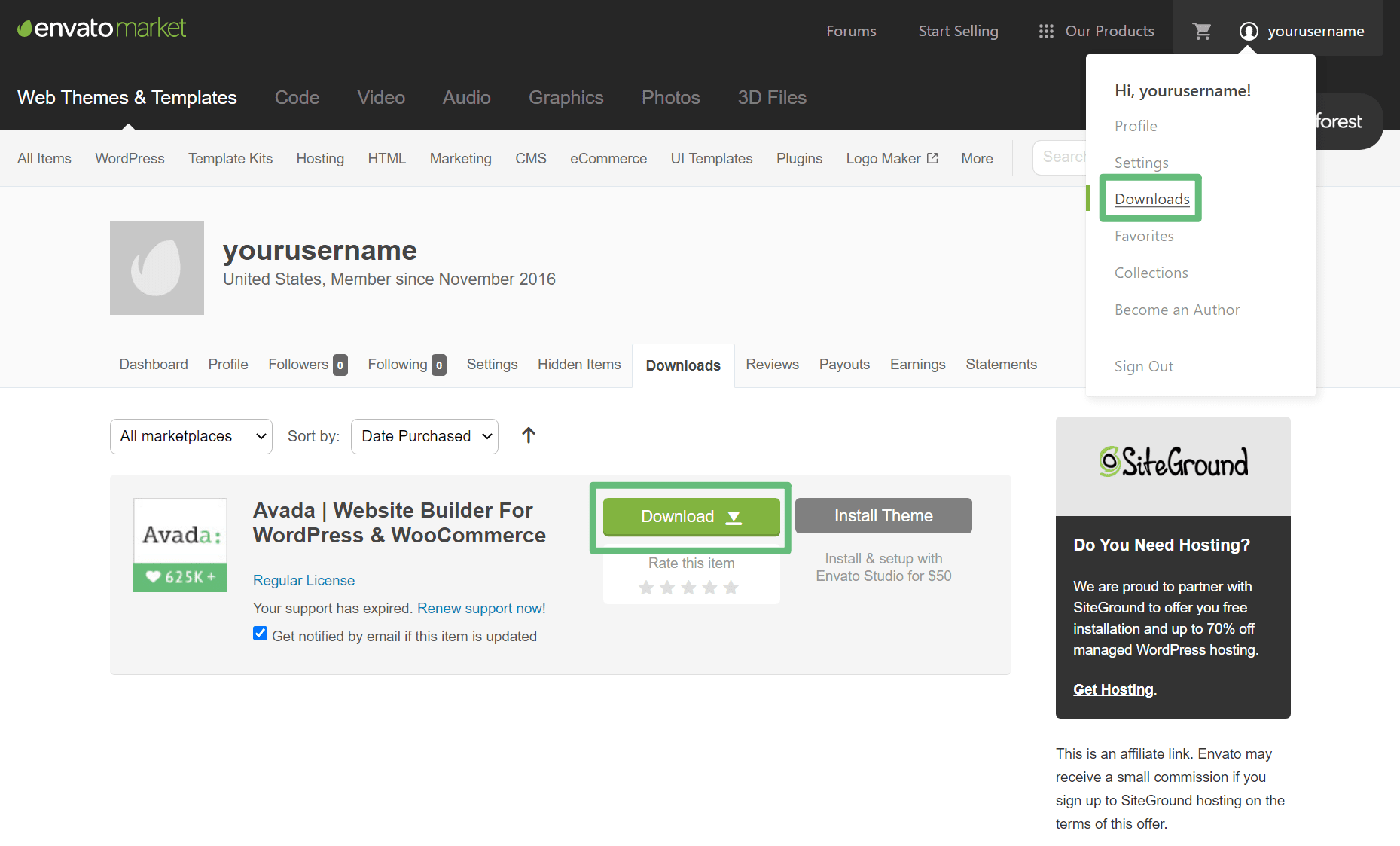 Themeforest Downloads