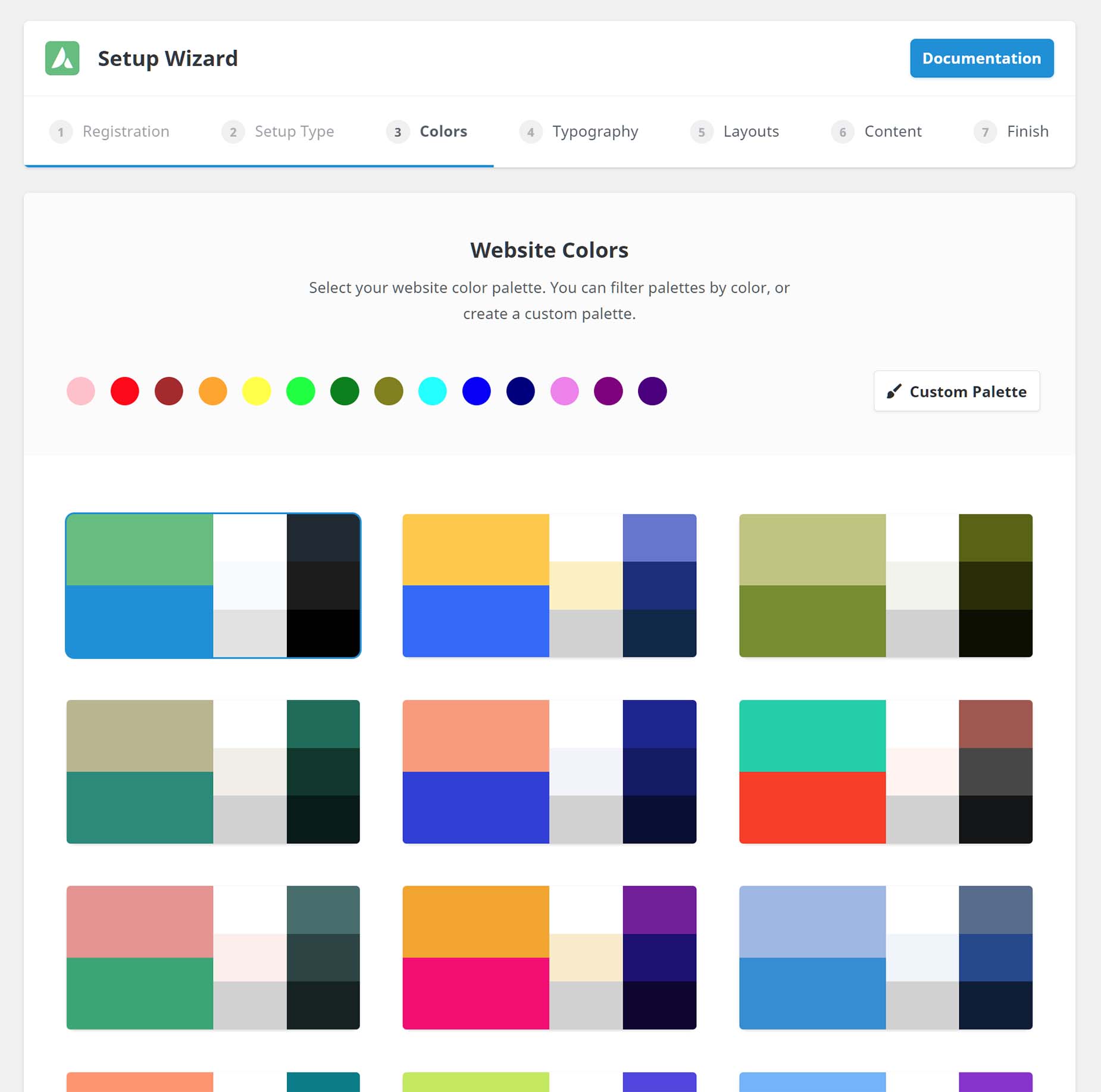 Avada Setup Wizard - Step 3 - Colors