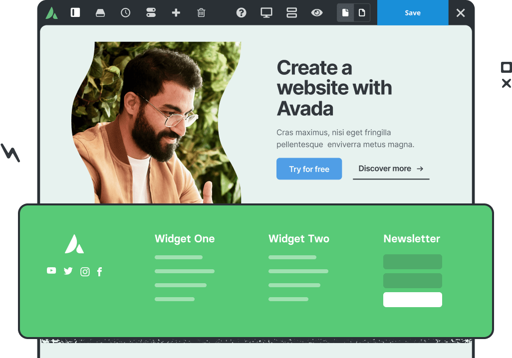 Avada Footer Builder Layout Mockup