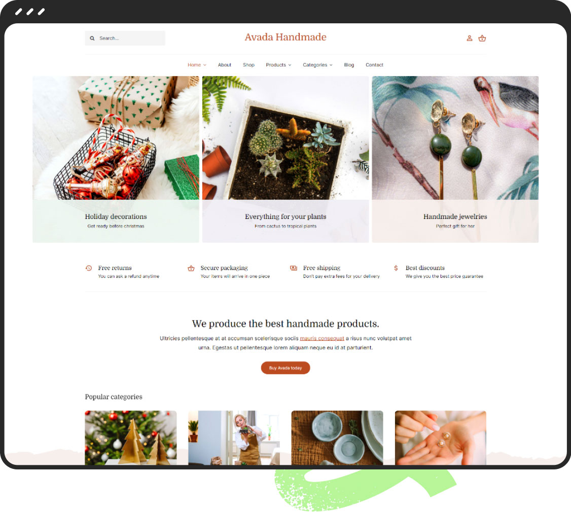 Avada Handmade Prebuilt Website