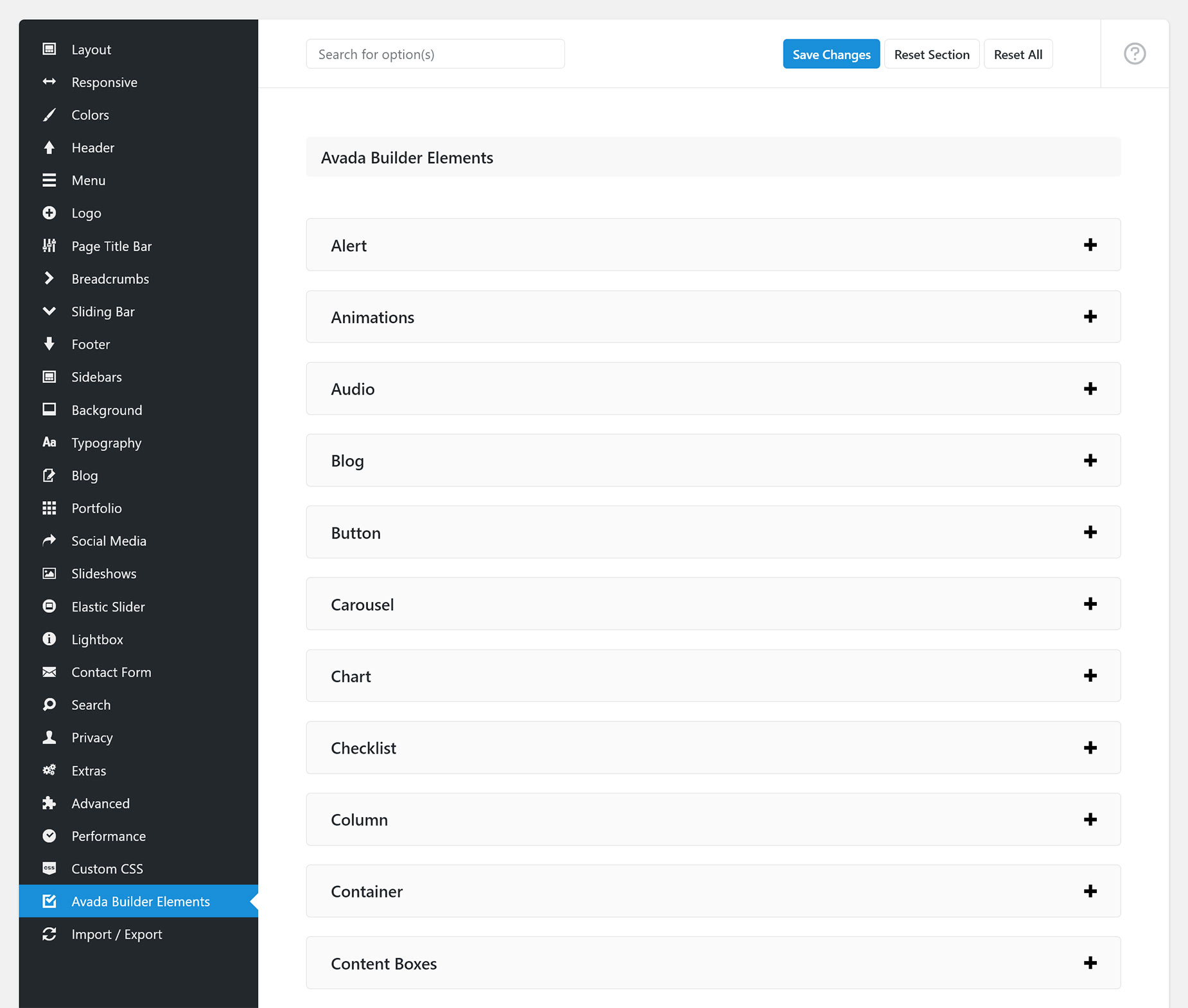 Avada Builder - Element Global Options