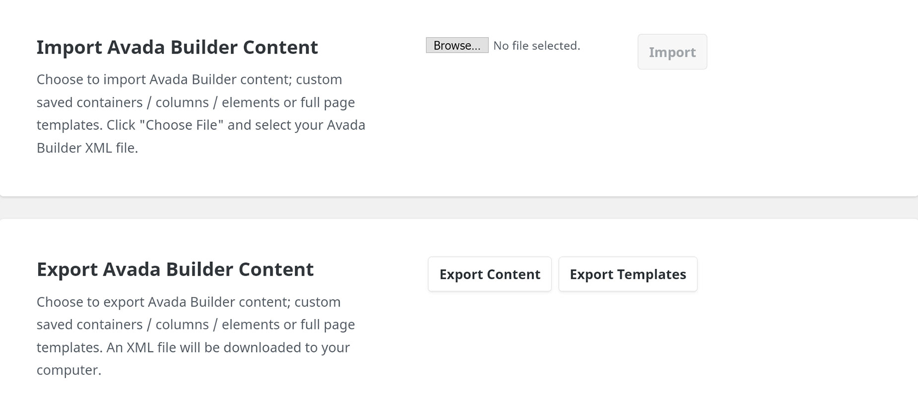 Avada Builder - Import/Export