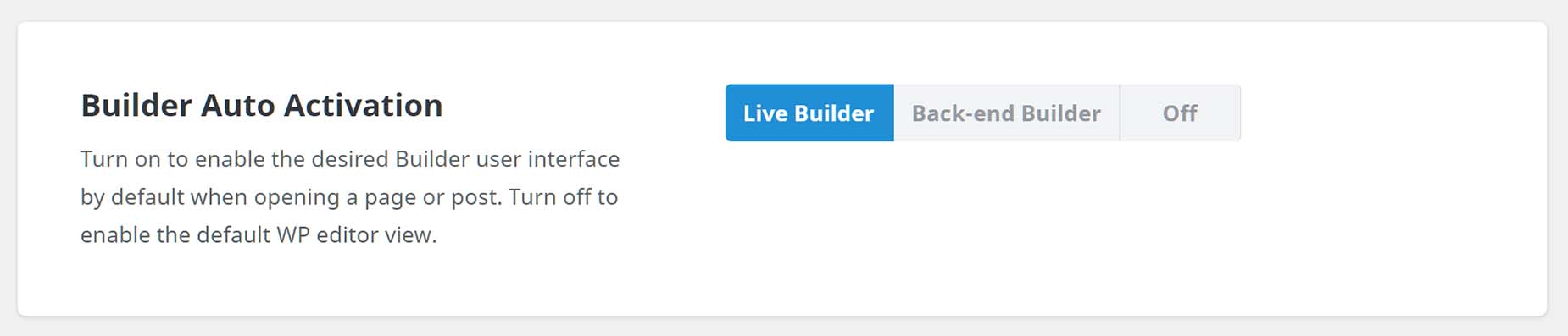 Avada Builder Options - Auto-Activation