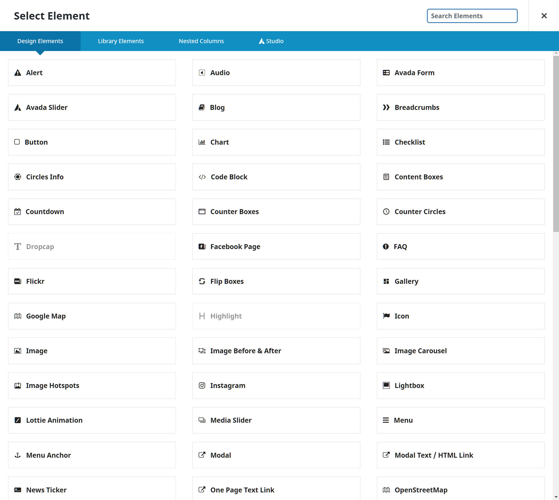 Avada Builder > Element Dialog Avada Builder - Element Dialog