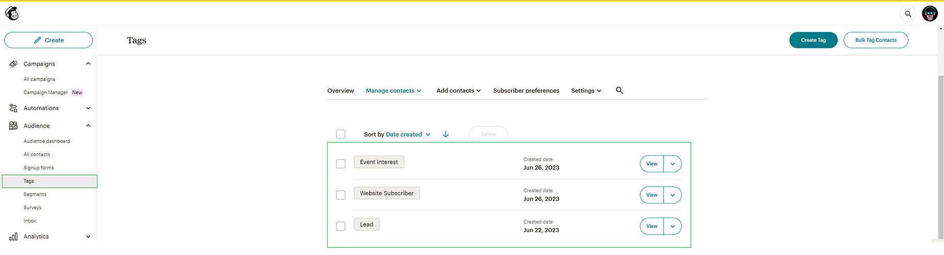 Mailchimp - Create Tags