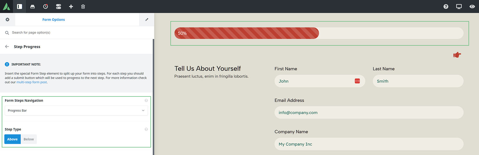 Multi-step Forms - Configure Form Progress