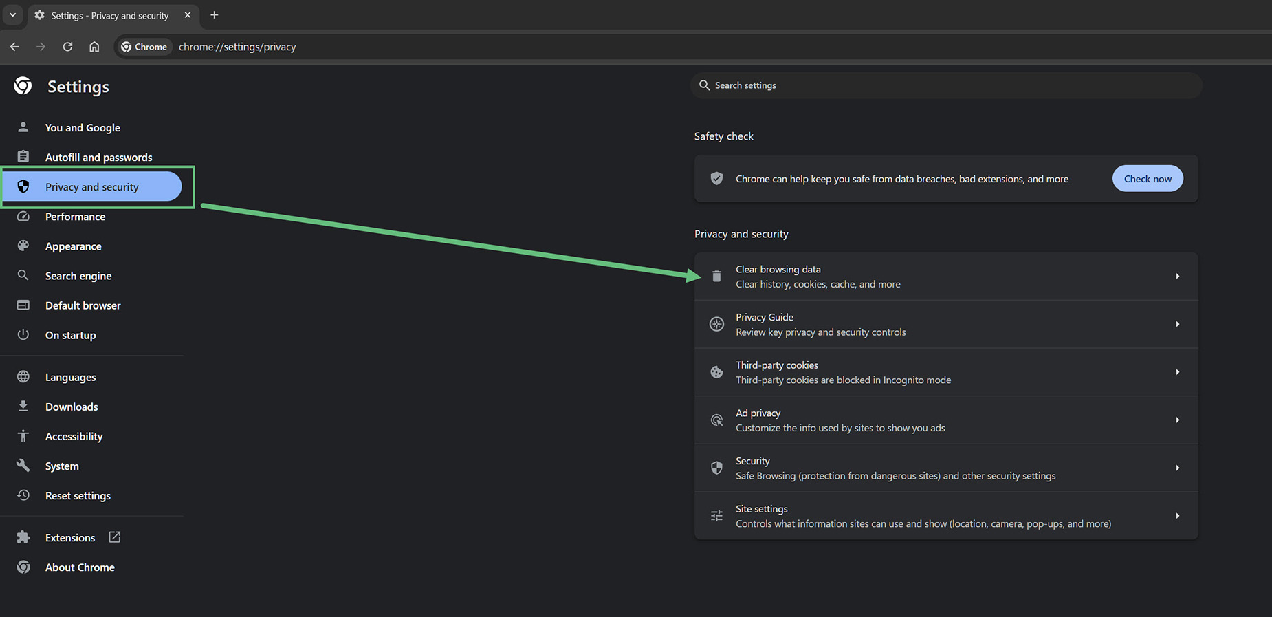 Clear Browser Cache in Chrome
