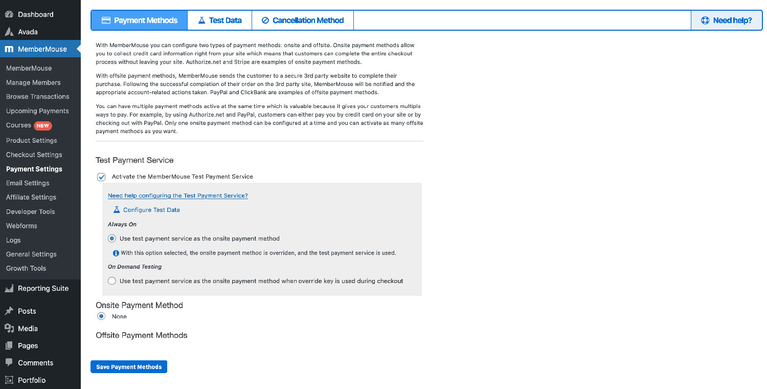 MemberMouse Payment Settings