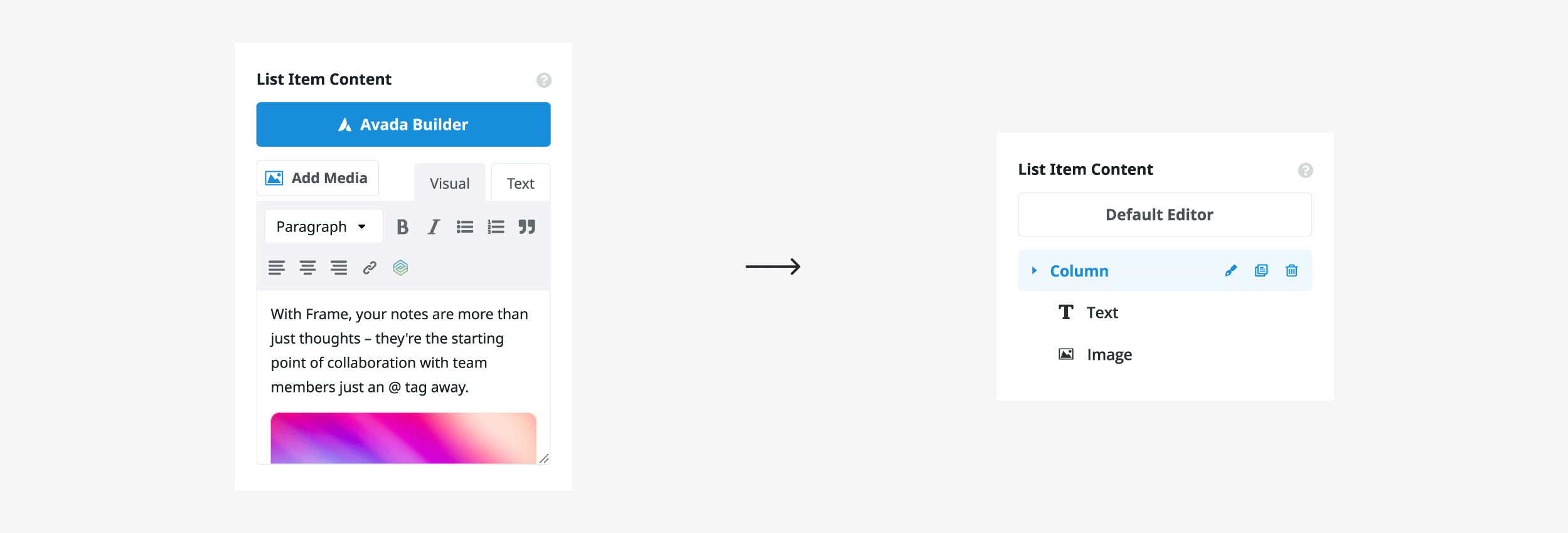 Avada Nested Content Editor