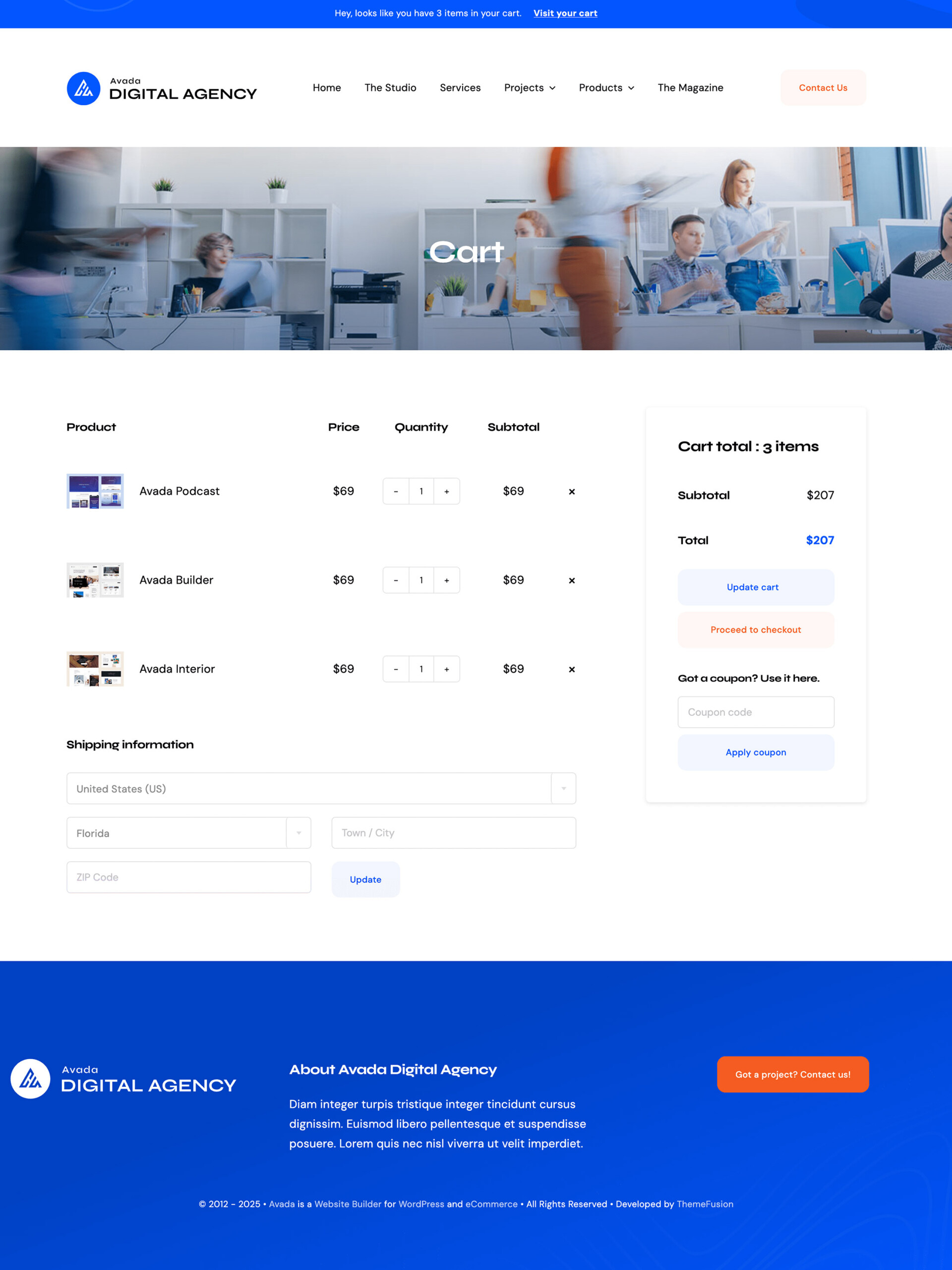Avada Digital Agency Checkout Shipping Page