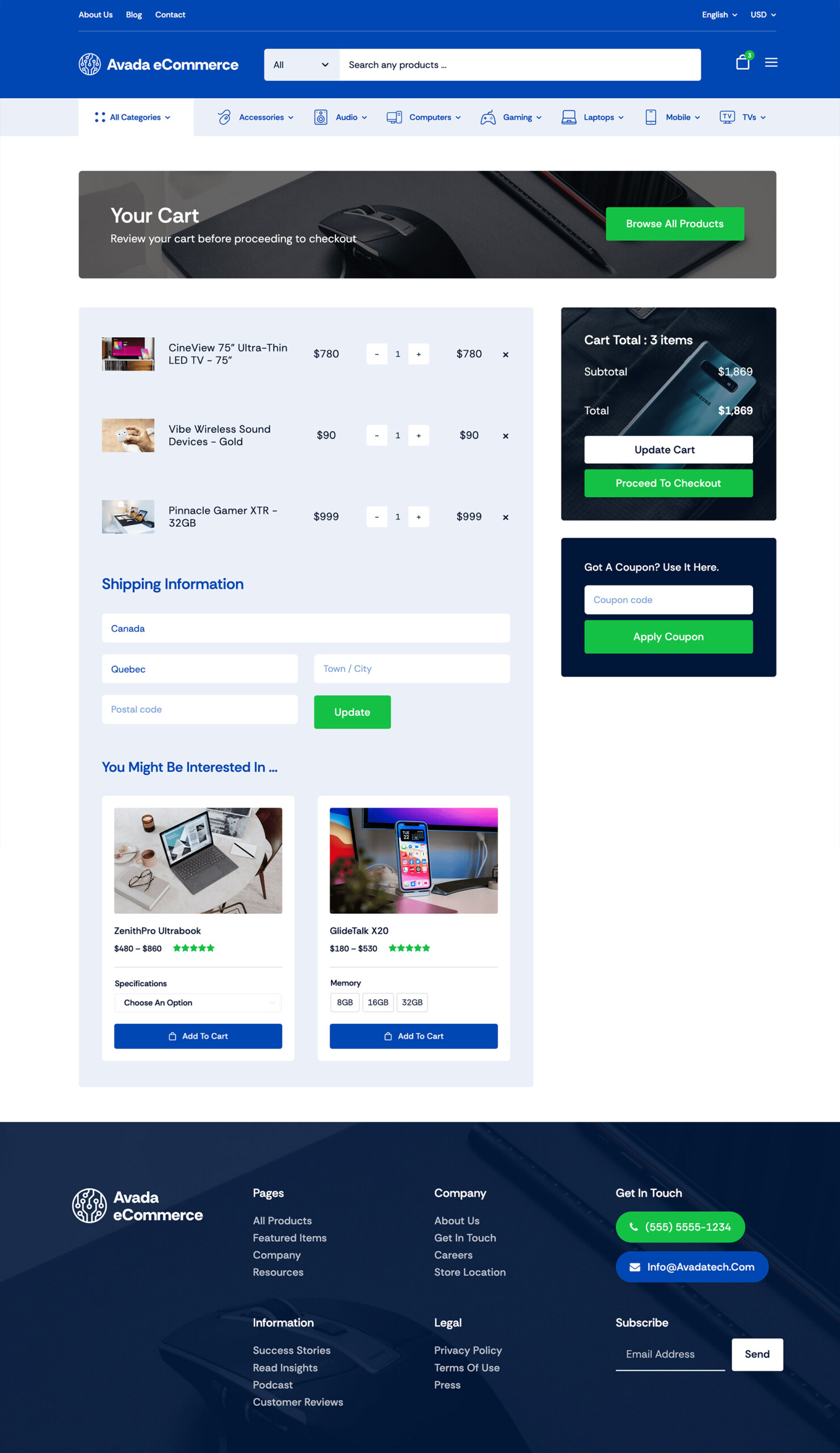 Avada eCommerce Cart Page
