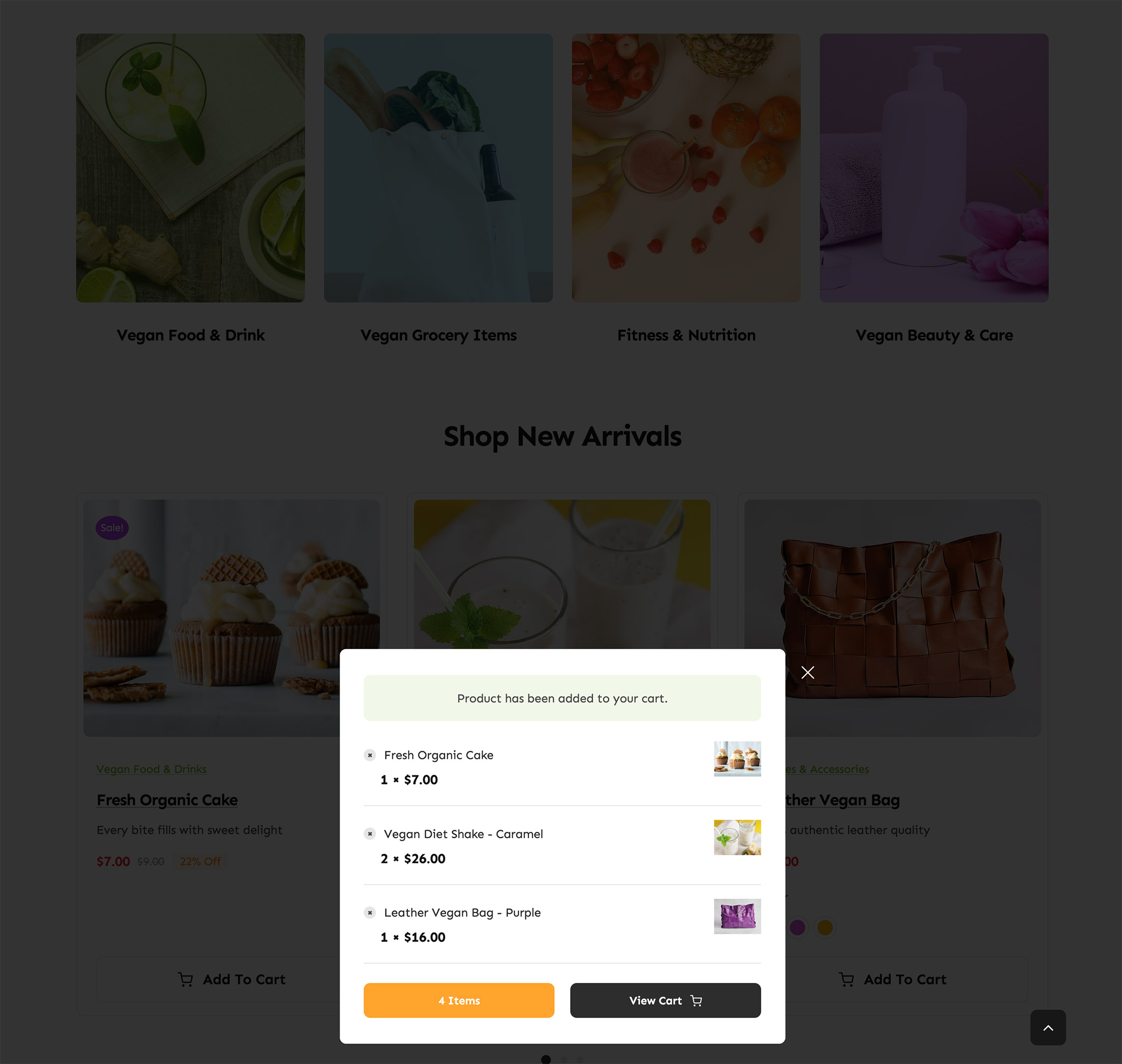 Avada Vegan Store Woo Mini Cart