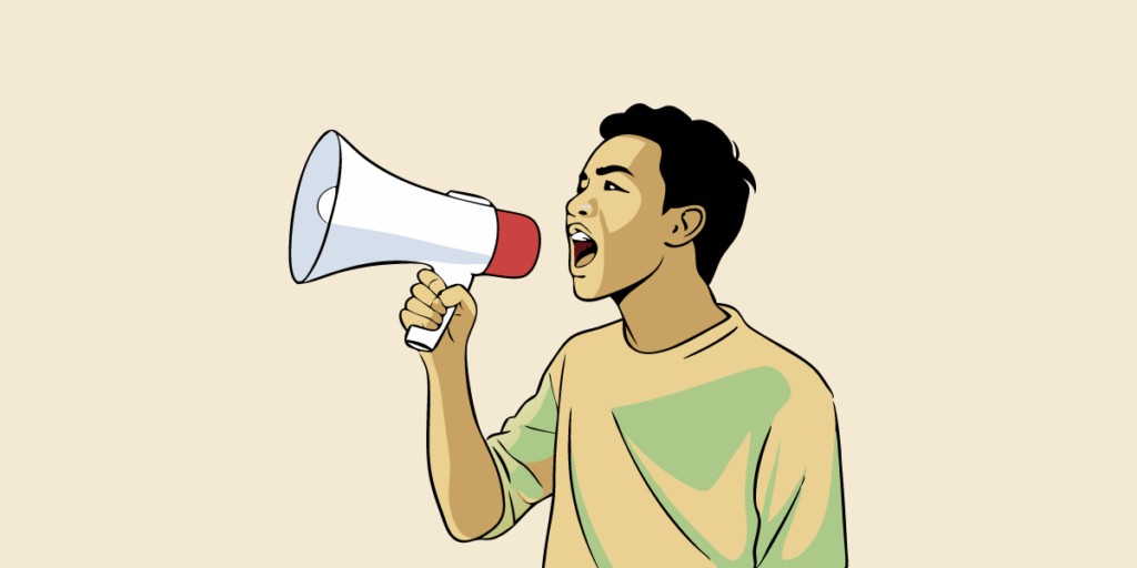 Man talking over Loudspeaker Illustration