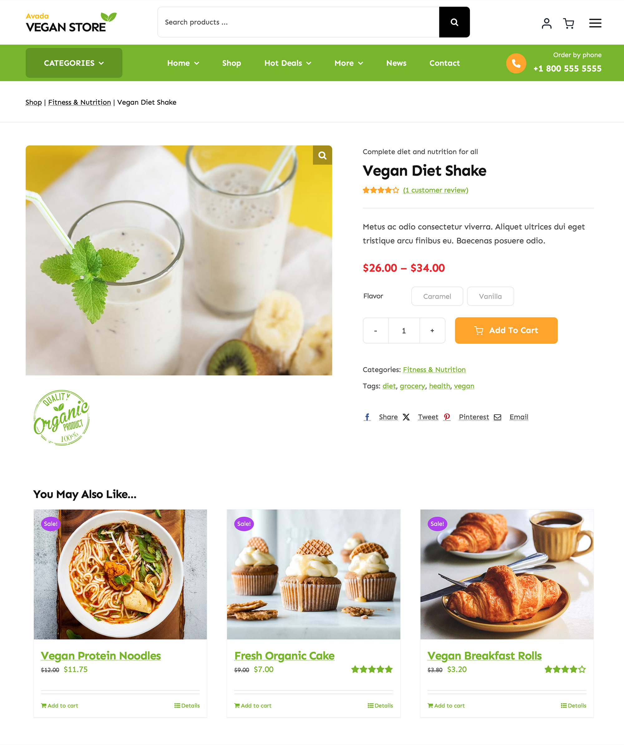 Avada Vegan Store Woo Upsells Element