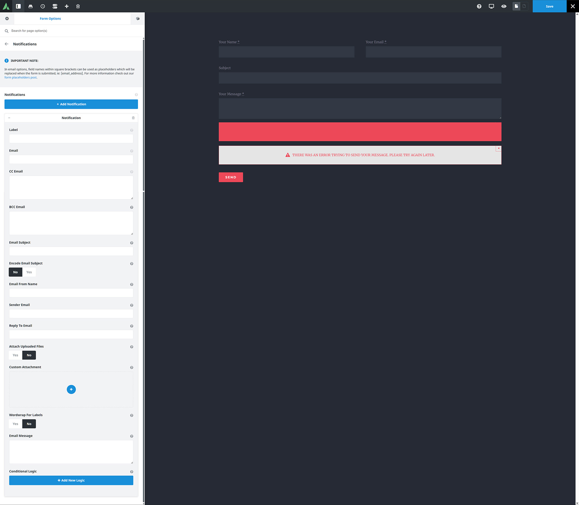 Avada Form Options - Notifications