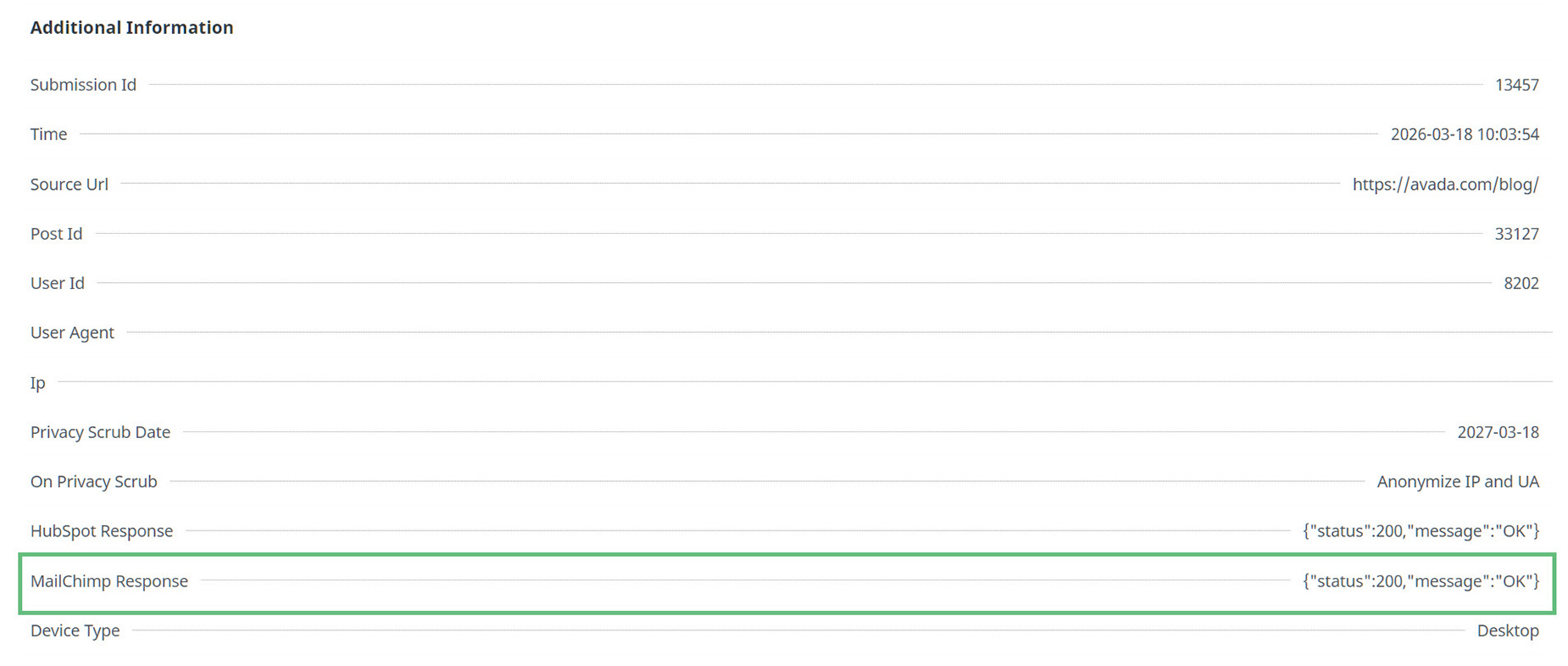 Mapping Mailchimp Form Fields